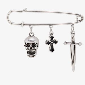Skull Dagger Cross Safety Pin